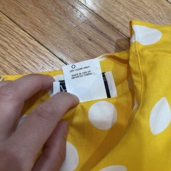 Vintage Retro Dress by Habits Size 14 Yellow Polka Dot Made in USA RUNS SMALL - Picture 11 of 16
